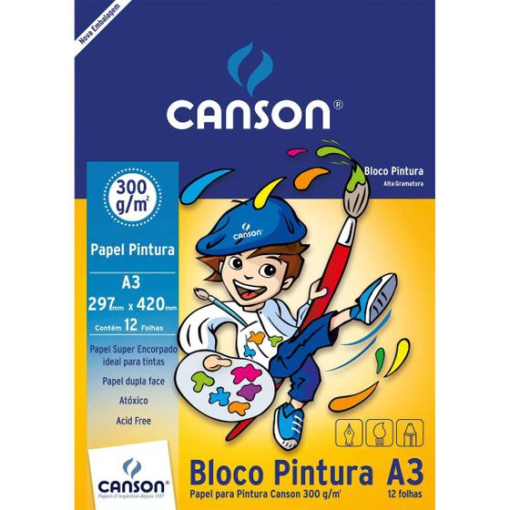 Imagem de Bloco Canson A3 - Pintura Infantil 300g/m2 - 12 Folhas