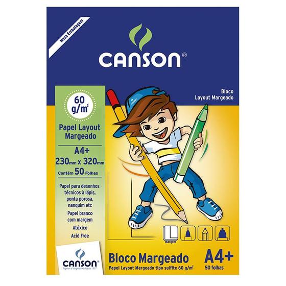 Imagem de Bloco Canson A4 Branco 50 Folhas Layout Margeado