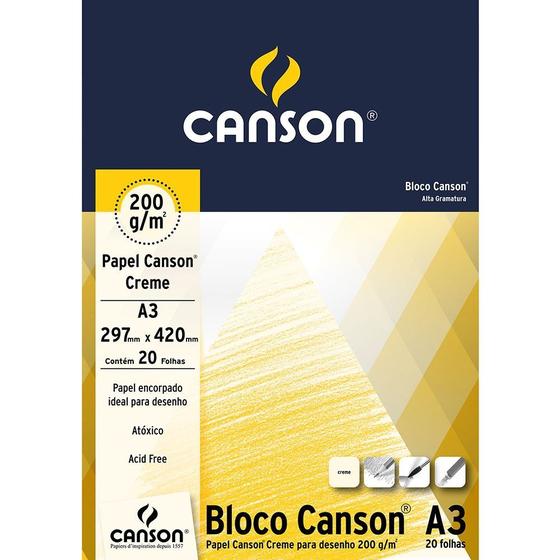 Imagem de Bloco Canson Papel Creme A3 200 g/m 20 Fls 66667041