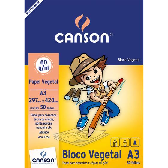 Imagem de Bloco Canson Vegetal 7080 60g/m² A3 Com 50 Folhas
