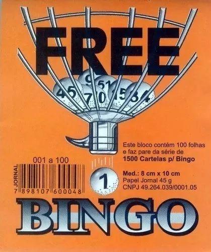 Imagem de Bloco Cartela Bingo Free - 100 Folhas