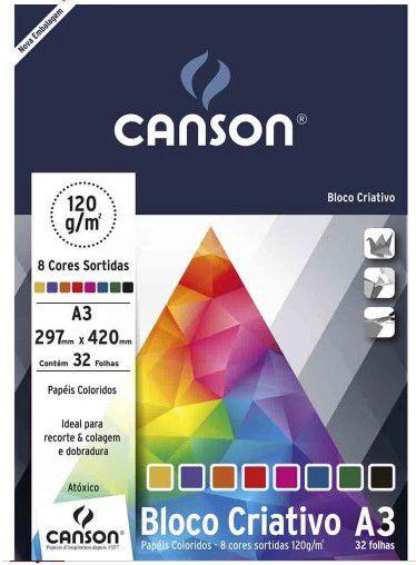 Imagem de Bloco Colorido Criativo Card Estudante 120 G/m² A-3 29,7 x 42,0 cm Com 32 Folhas Canson