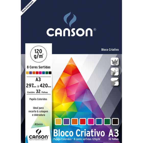 Imagem de Bloco Colorido Criativo Cards Canson 120/m² A3 297 X 420 Mm com 32 Folhas e 8 Cores - 66667161