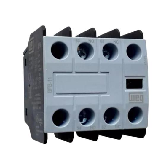 Imagem de Bloco contato auxiliar frontal bfb 1na 1nf com parafuso ui max 660/690 volts azul contator cwb9-125