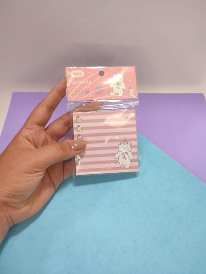 Imagem de Bloco de adesivo de urso rosa colante c/ 75 folhas