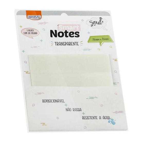 Imagem de Bloco de Anotações Smart Notes 76x76mm Transparente - Brw