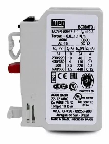 Imagem de Bloco De Contato Aux.1nf Frontal P/ Contator Weg Cwm