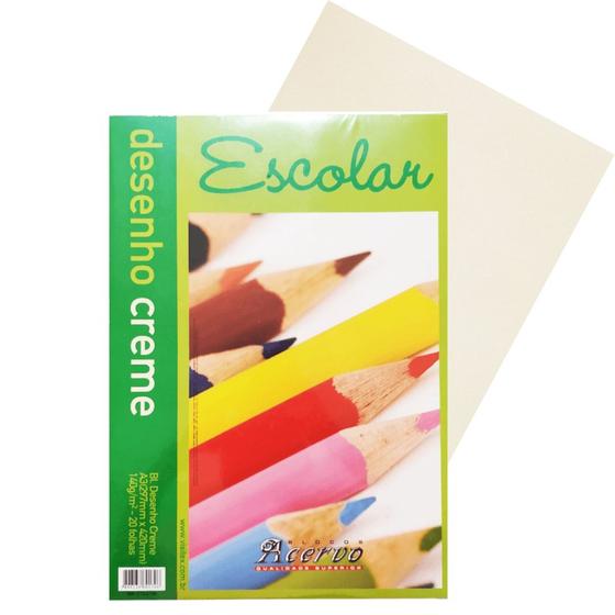 Imagem de Bloco de Desenho 140g Creme A3 com 20 folhas - Acervo
