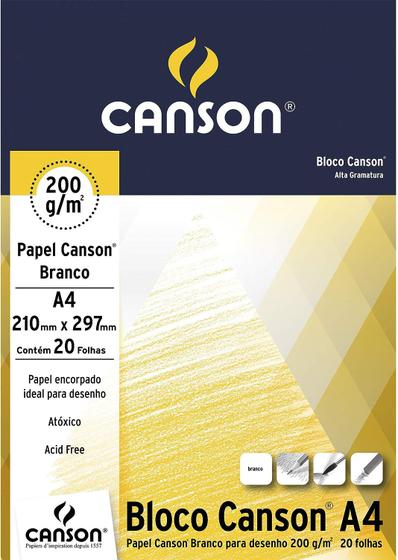 Imagem de Bloco de Desenho Branco Canson 7045 200g/m A4