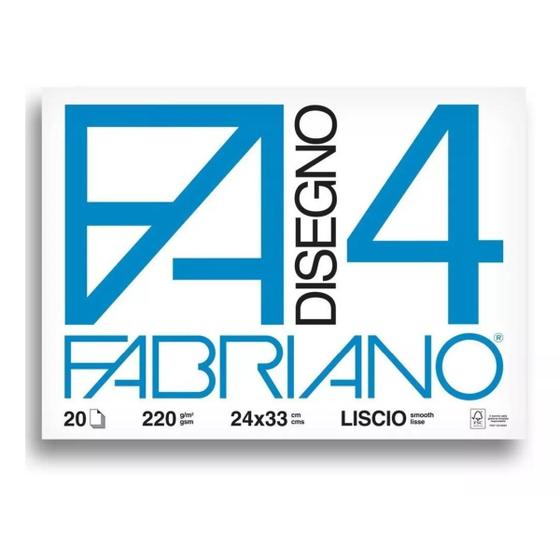 Imagem de Bloco de Desenho Fabriano F4 Liscio - 24x33cm - 220g/m² - 20 Folhas