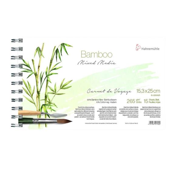 Imagem de Bloco  De Desenho Hahnemuhle Bamboo Técnicas Mistas - Carnet de Voyage 15,3x25cm 15 Folhas