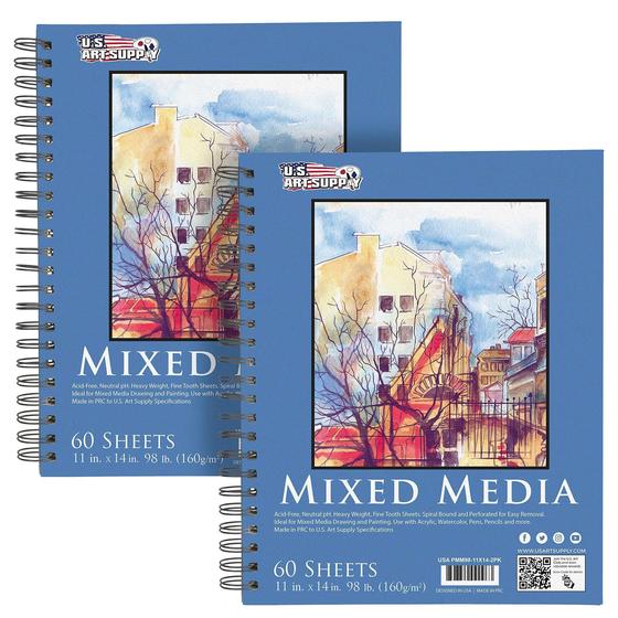 Imagem de Bloco de Desenho Mixed Media U.S. Art Supply 11x14 - Pacote com 2