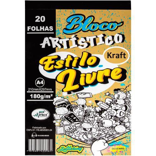 Imagem de Bloco de  folhas A4 Kraft 180g Merci Cadernos desenho scrap