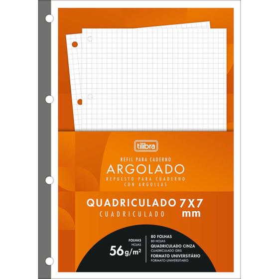 Imagem de Bloco de Folhas Refil Caderno Argolado Fichário Universitário 80 Folhas Tilibra