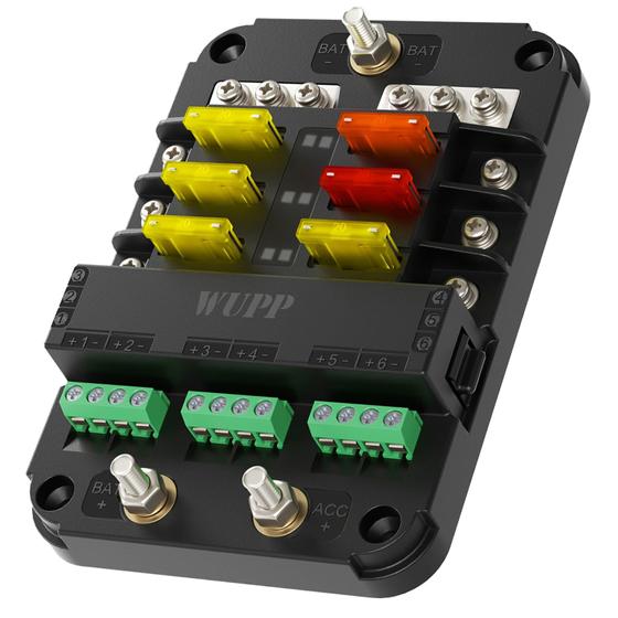 Imagem de Bloco de fusíveis para carro WUPP 12V com kit universal de relé de 6 circuitos