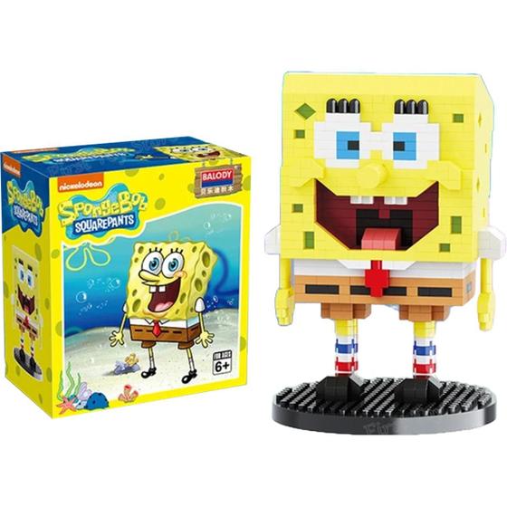 Imagem de Bloco De Montar Bob Esponja Brinquedo Construção 694 pçs