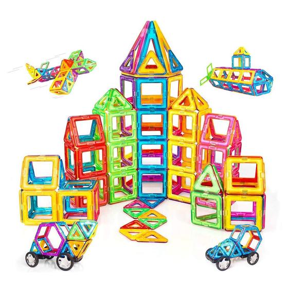 Imagem de Bloco De Montar Com 120 Peças Brastoy Idade 3 A 5 Anos Brinquedo Educativo Criativo Infantil Peças Grandes de Encaixe 