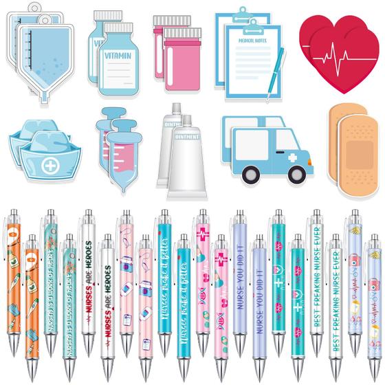 Imagem de Bloco de Notas Adesivas e Canetas Ctosree Mini Funny Nurse - Conjunto de Papelaria