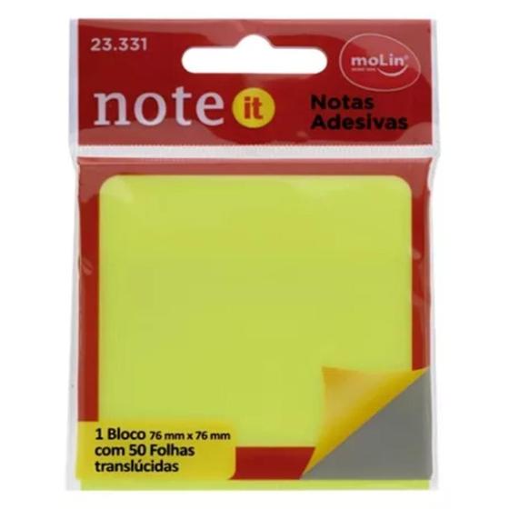 Imagem de Bloco de Notas Adesivas Transparente Amarelo 50 Fls Molin
