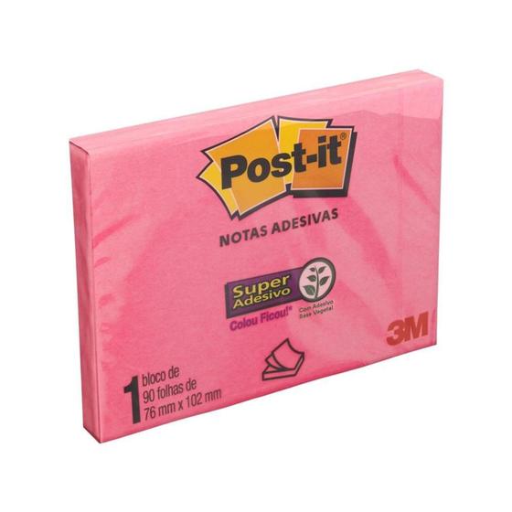 Imagem de Bloco De Notas Adesivo Post It Rosa Poppy 76x102 - 3m - Post It