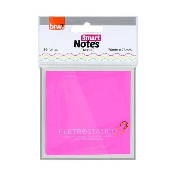 Imagem de Bloco de Notas Eletrostático Sem Cola Smart Notes Neon 30 Folhas 76mmx 76mm - BRW