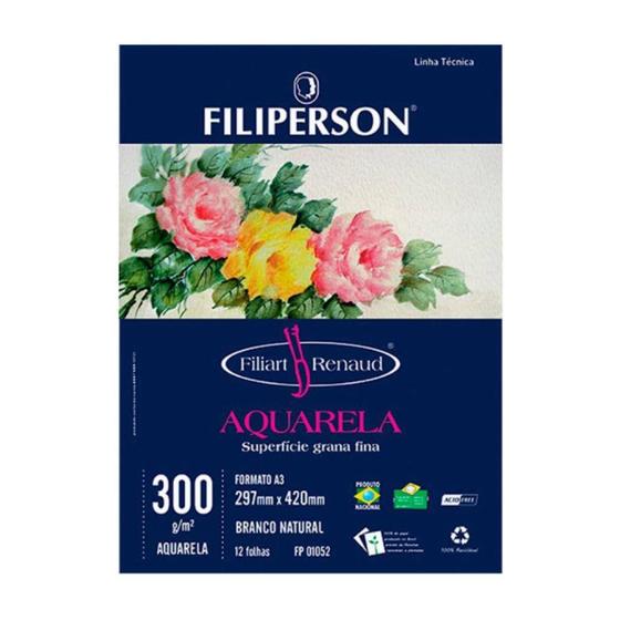 Imagem de Bloco de Papel Aquarela 300g com 12 Folhas Filiperson