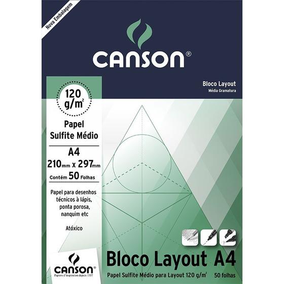 Bloco de Papel Canson Layout 120g A4 com 50 Folhas Imagem de Bloco de Papel Canson Layout 120g A4 com 50 Folhas
