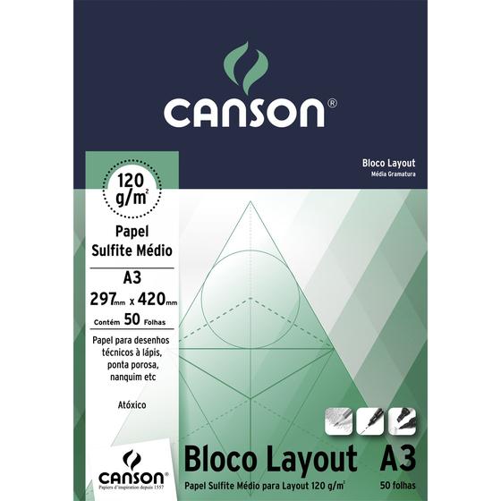 Imagem de Bloco de Papel Canson Layout Estudante 120g A3 50 Folhas