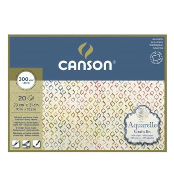 Bloco de Papel Para Aquarela Aquarelle Canson Grão Fino 300g 23 x 31cm ...