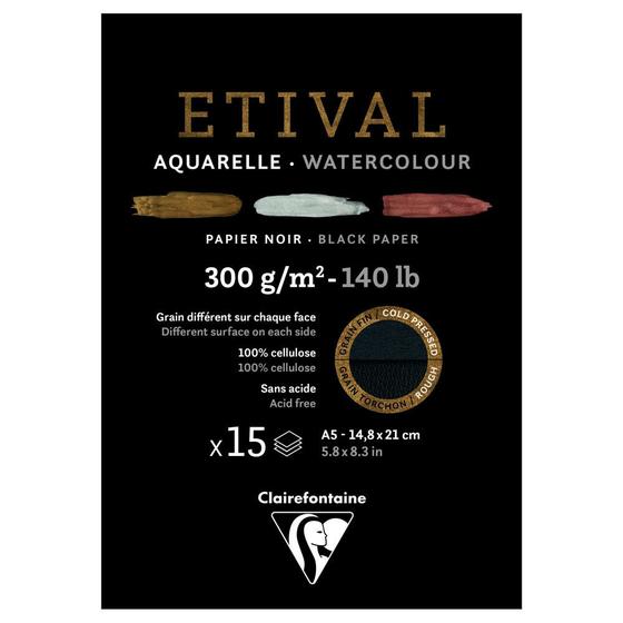 Imagem de Bloco de Papel Para Aquarela Negro Etival A5 300g Clairefontaine