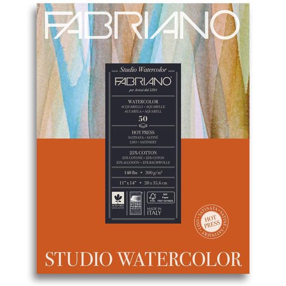 Imagem de Bloco de Papel Para Aquarela Studio Satinado Fabriano 300g/m² 28x35,6cm 50 Folhas