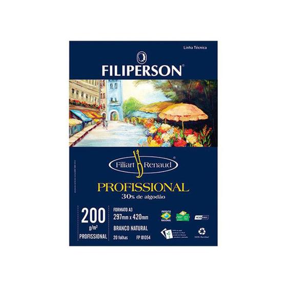 Imagem de Bloco de Papel Profissional Filiperson A3 200g com 20 Folhas