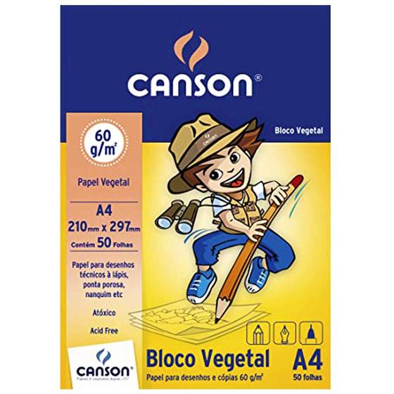 Imagem de Bloco de Papel Vegetal A4 Canson 50 Folhas 60g