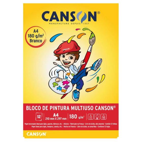 Imagem de Bloco de Pintura Multitecnica Canson A4 12 Folhas 180g