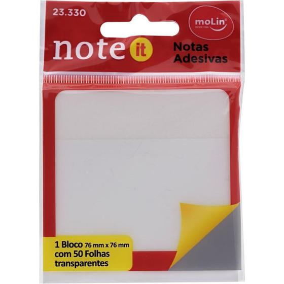 Imagem de Bloco de Recado Autoadesivo 76MM X 76MM Transparente com 50 Folhas