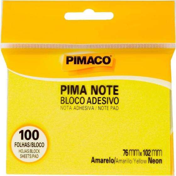 Imagem de Bloco de Recado Autoadesivo Pimanote Amarelo 76X102MM 100F