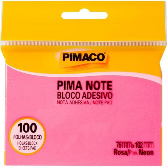 Imagem de Bloco de Recado Autoadesivo Pimanote Rosa 76X102MM 100FLS