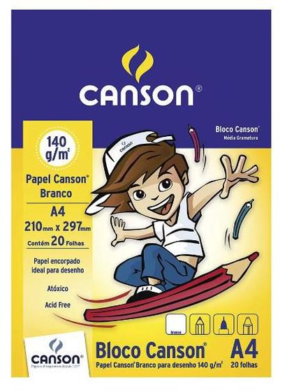 Imagem de Bloco Desenho Branco Infantil Canson A4 c/ 20 Folhas 140g