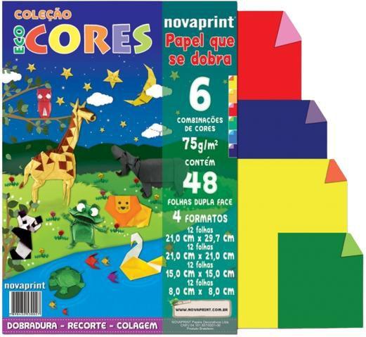 Imagem de Bloco Ecocores papel que se dobra Novaprint 48 folhas