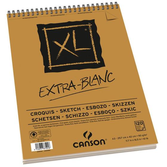 Imagem de Bloco Encadernado Canson XL Extra Blanc 90g/m² A3 29,7 x 42 cm com 120 Folhas  200787501