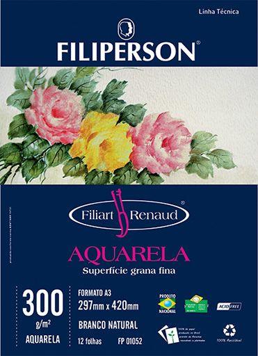 Imagem de Bloco Filiart Renaud Aquarela Filiperson A3 300gr 12fl