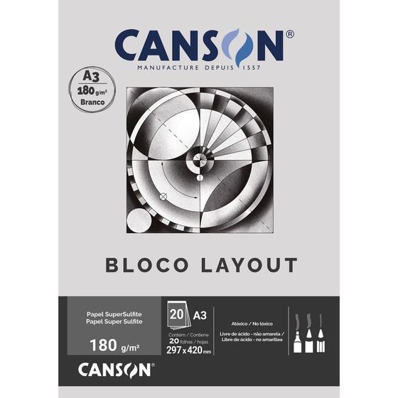 Imagem de Bloco Layout Canson 180 g/m² A3 20 Fls