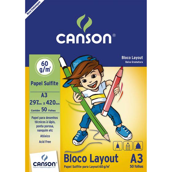 Imagem de Bloco Layout Canson 60g A3 50 Folhas Branco