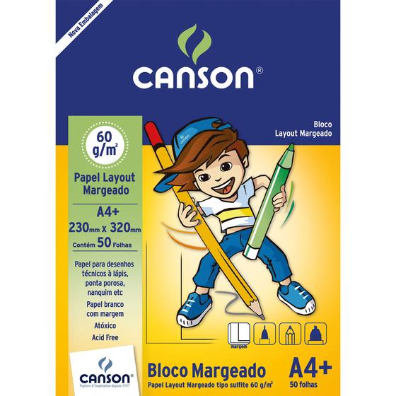 Imagem de Bloco Layout Margeado Canson 63/m² A4+ 230 x 320 mm com 50 Folhas - 66667076