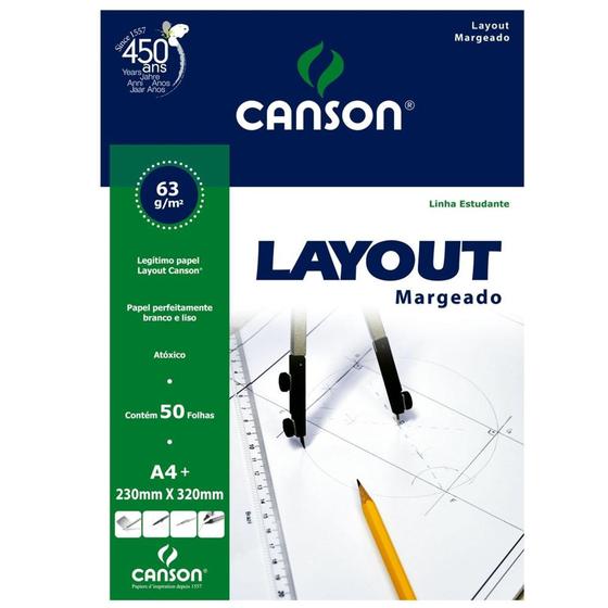 Imagem de Bloco Layout Margeado Canson 63/m² A4+ 230 x 320 mm com 50 Folhas - 66667076