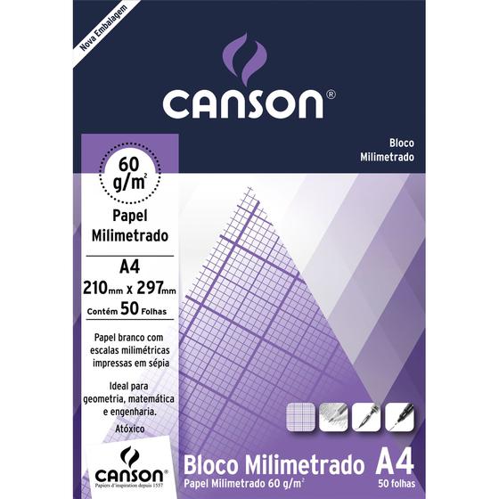 Imagem de Bloco Milimetrado A4 63 gr com 50 Folhas 210 x 297 mm - 7083