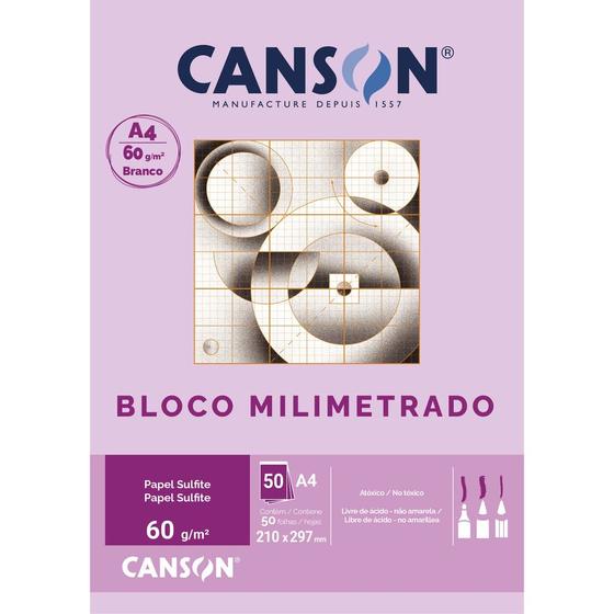 Imagem de Bloco Milimetrado Canson 60g A4 50 Fls
