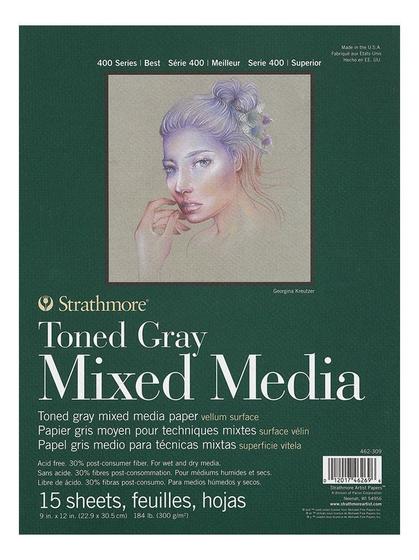 Imagem de Bloco Mix Media Strathmore Toned Gray 300g 22,9 X 30,5cm 15f