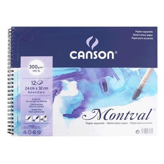 Imagem de Bloco Montval Papel Aquarela 24x32 300g Espiral Textura Fina Canson 60807161