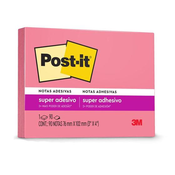 Imagem de Bloco Notas Adesivo Post-it 76x102mm Rosa Poppy 90Folhas 3m